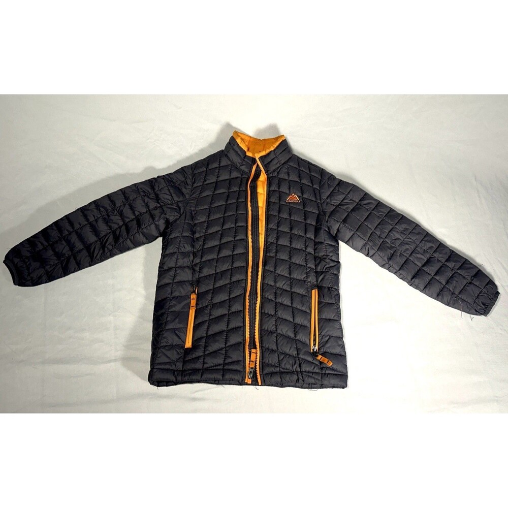Snozu Boys Quilted Puffer Jacket Gray Orange Full Zip Size M 10/12